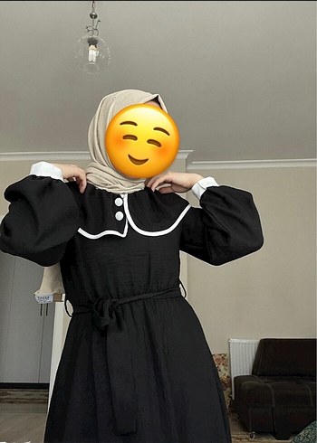 Uzun Siyah Etnik Desenli Kadın Elbise - Görsel 2