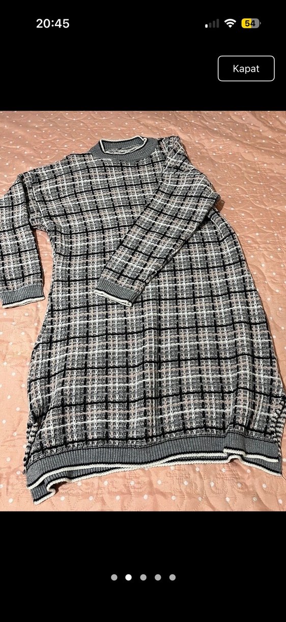 Gri Uzun Örme Kadın Kazak takım - Görsel 2