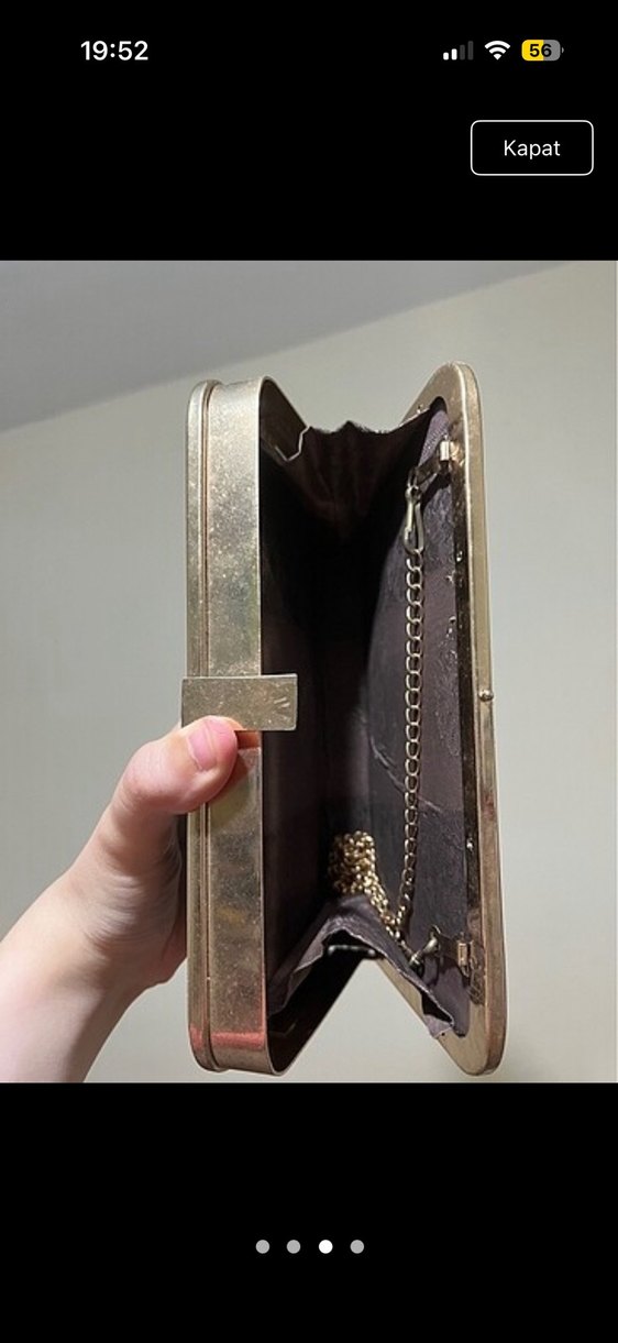 Kilitli Siyah Yılan Derisi Vintage Kadın Portföy Çanta - Görsel 3