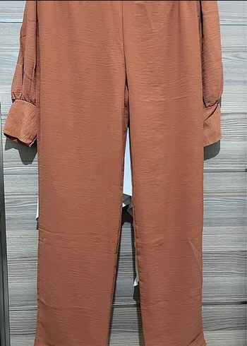 Kadın Kahverengi Bol Kesim Kemerli Uzun Takım - Görsel 3