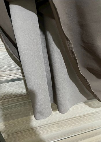 Drapeli Uzun Gri Kadın Etek - Görsel 3