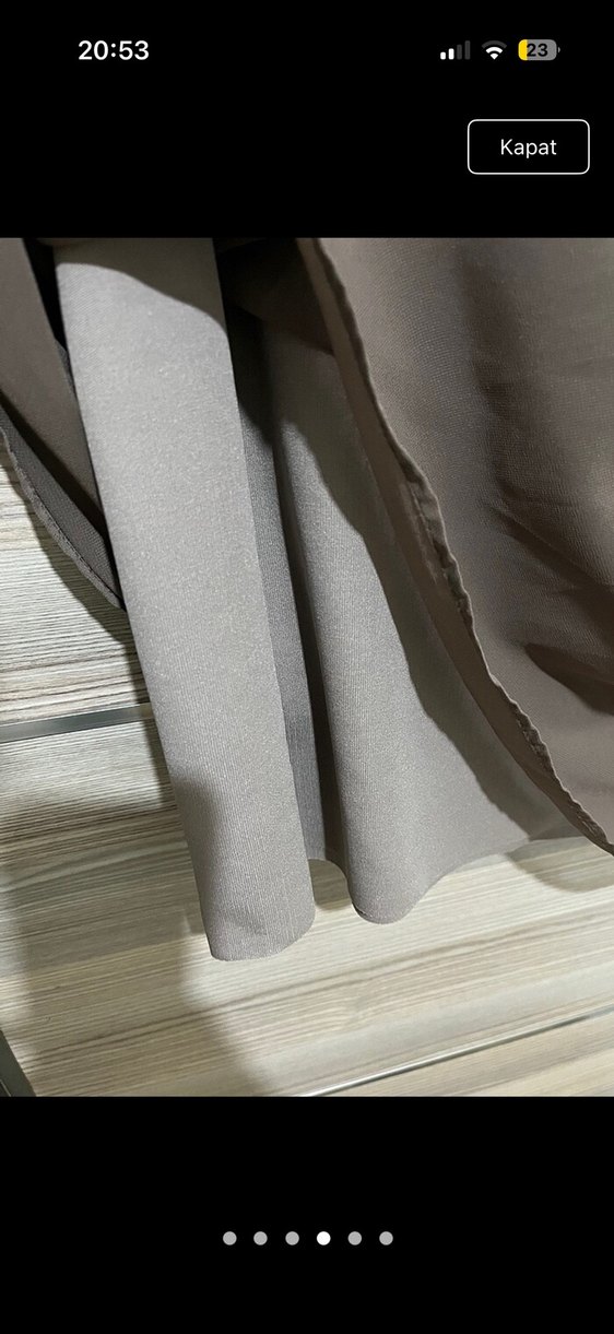 Drapeli Uzun Gri Kadın Etek - Görsel 3