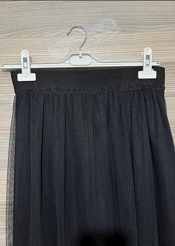 Siyah tüllü Uzun Kadın Etek - Görsel 2