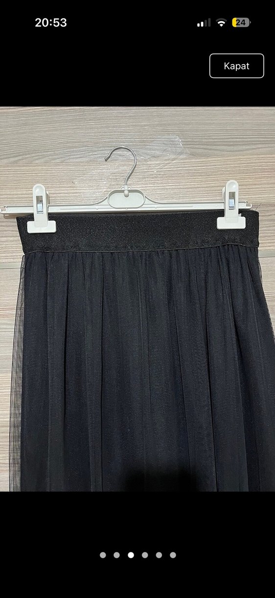 Siyah tüllü Uzun Kadın Etek - Görsel 2