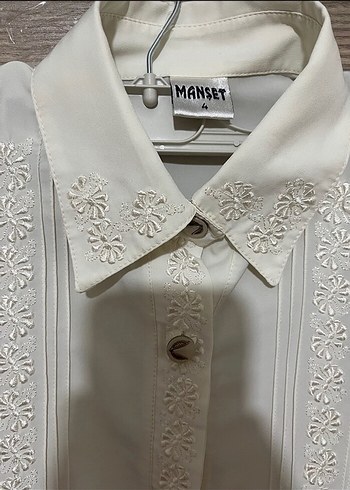 Düğmeli Beyaz Kadın Gömlek - Görsel 2