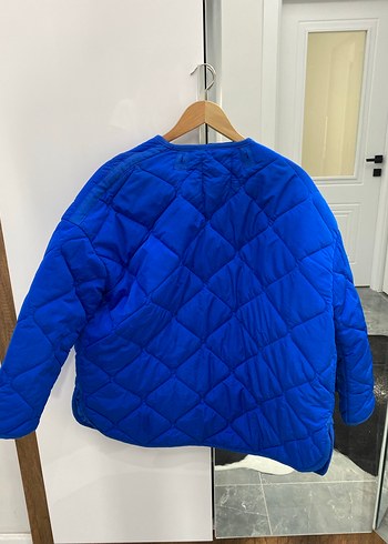 Zara Zara Düğmeli Mavi Kadın Midi Ceket
