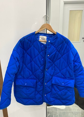 xs Beden Zara Düğmeli Mavi Kadın Midi Ceket