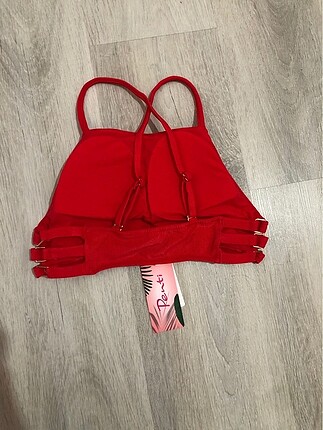 38 Beden kırmızı Renk Penti Kırmızı cherry halter bikini üstü