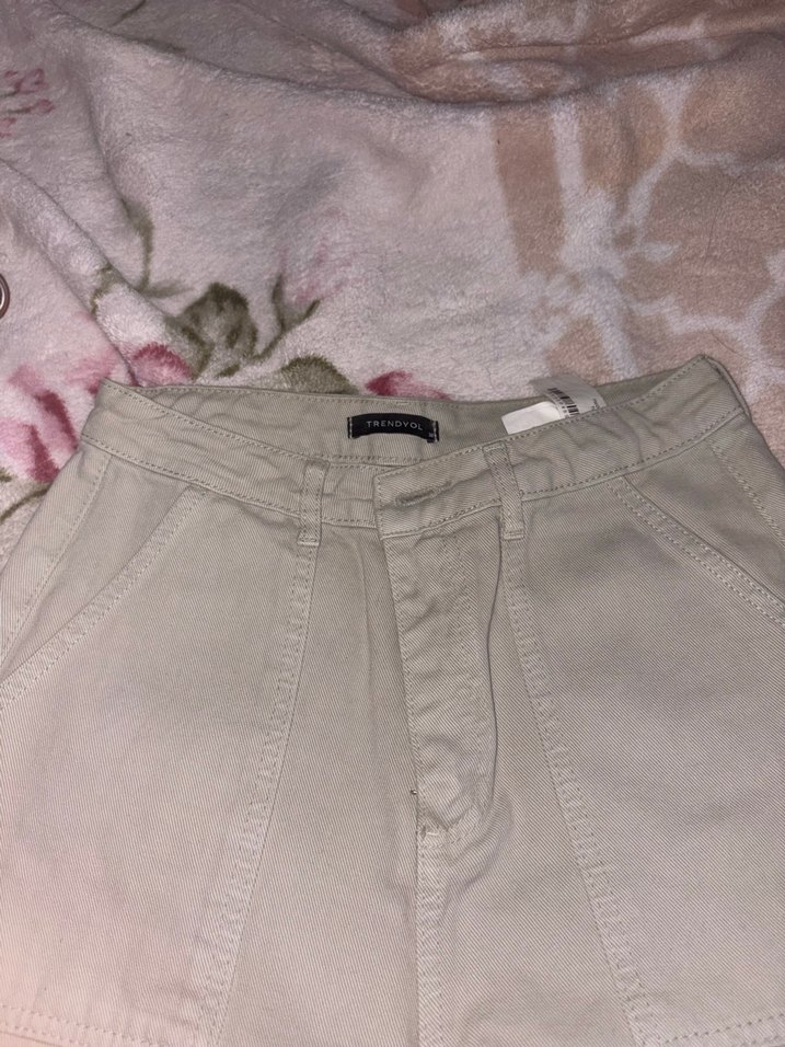 Bej Kadın Bol Kesim Midi Kot Pantolon - Görsel 2