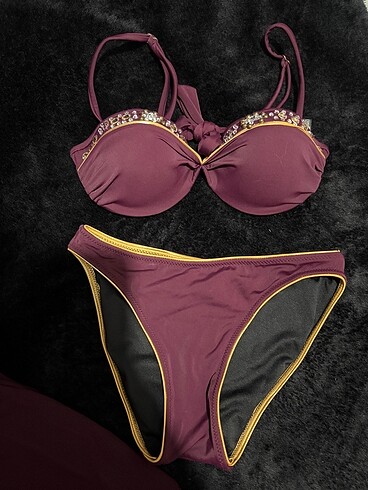 Pierre cardin 3 lü mürdüm bikini takımı - Görsel 5