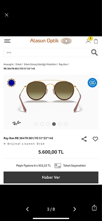 Orijinal kutulu Rose Gold Rayban Gözlük - Görsel 4