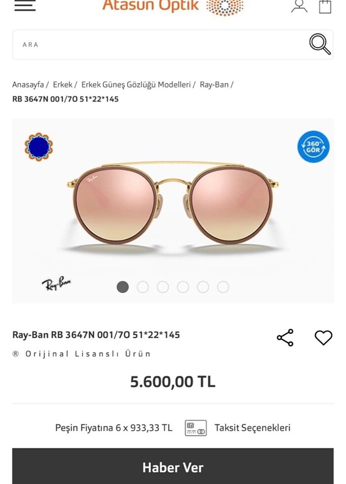 Orijinal kutulu Rose Gold Rayban Gözlük - Görsel 2