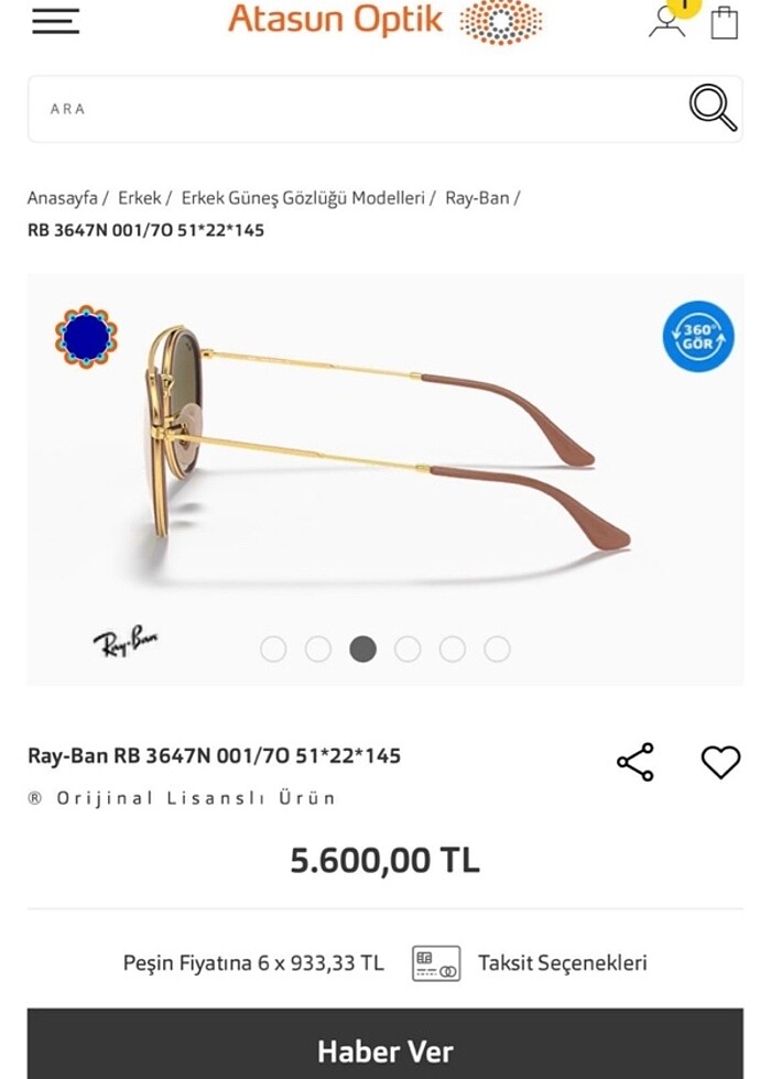 Orijinal kutulu Rose Gold Rayban Gözlük - Görsel 3