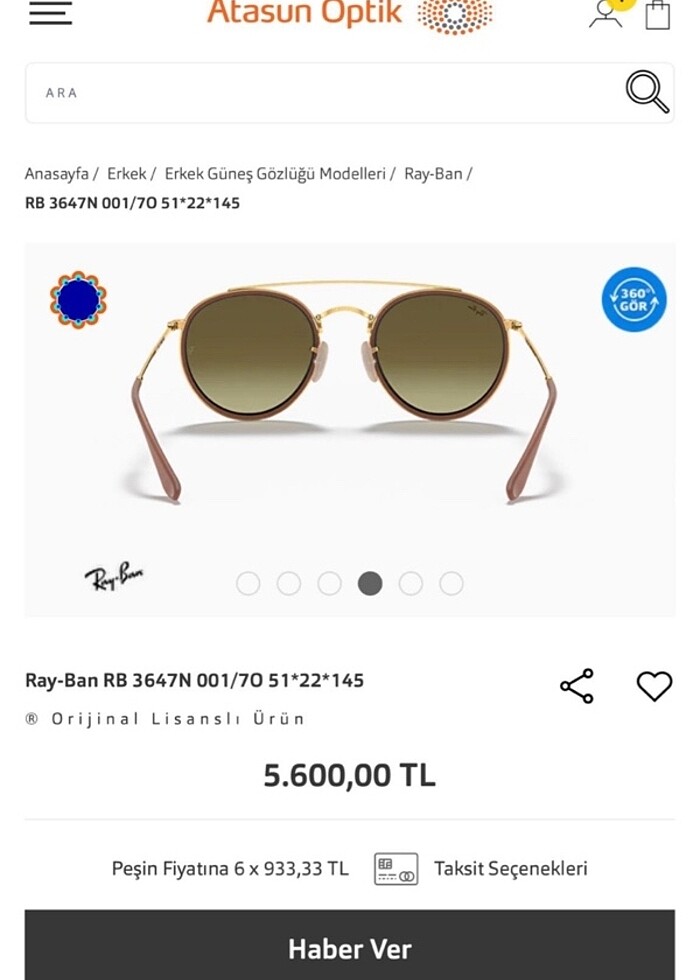 Orijinal kutulu Rose Gold Rayban Gözlük - Görsel 4