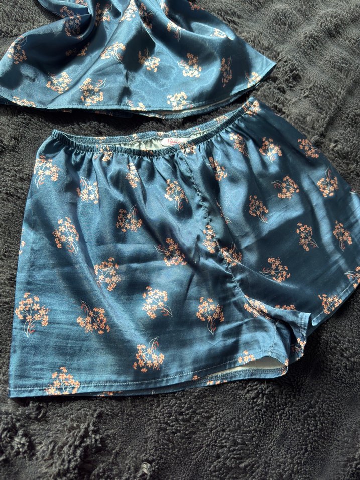 Mavi Desenli Mini İp Askılı Pijama Takımı - Görsel 3