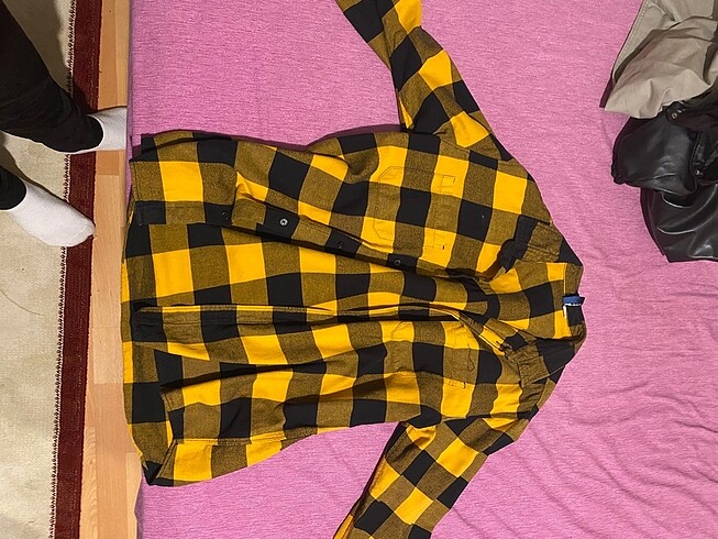 H&M hardal sarısı oduncu gömleği