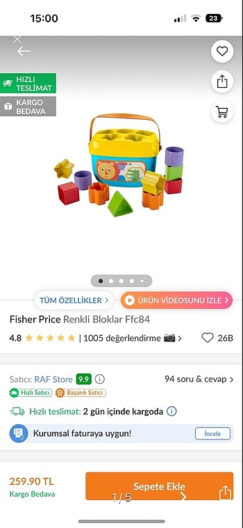 Fisher price renkli bloklar