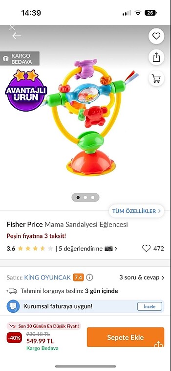 Fisher price mama sandalyesi oyuncağı
