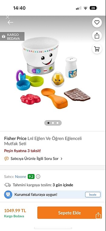 Fisher price mutfak seti