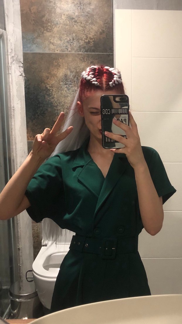 Kemerli Kısa Yeşil Kadın Tulum - Görsel 2