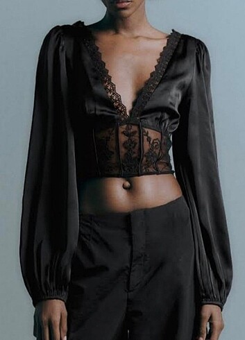 Zara Siyah Corse Top