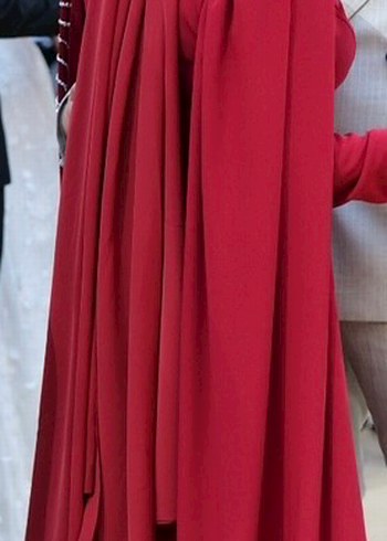 Bordo İşlemeli Uzun Kollu Abiye Elbise - Görsel 4