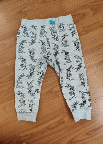 9 Ay Beden Mavi Bugs Bunny Baskılı Erkek Bebek Takımı