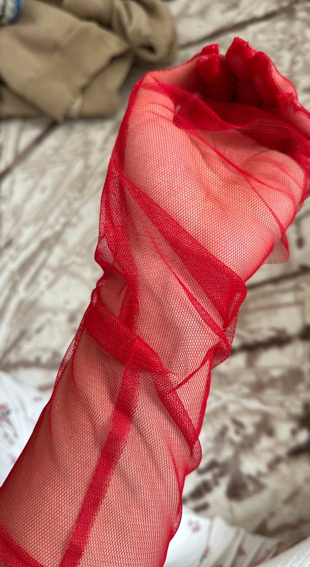 Kırmızı Dantel Detaylı Kadın Eldiveni - Görsel 3