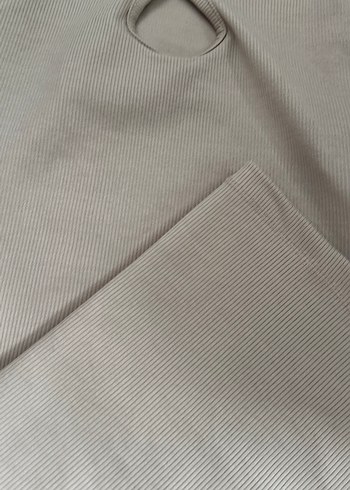 V Yaka Bej Uzun Kollu Kolsuz Triko Elbise - Görsel 2