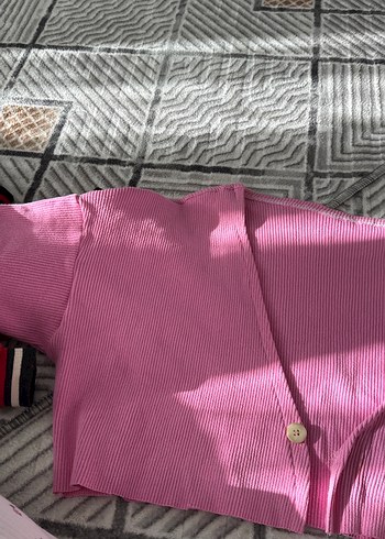 Pembe Pilili Kız Askılı V Yaka Yelek - Görsel 2