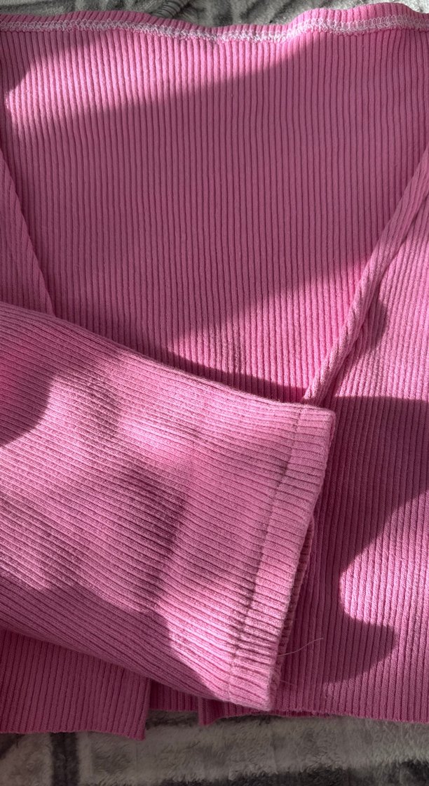 Pembe Pilili Kız Askılı V Yaka Yelek - Görsel 4