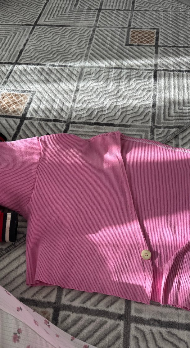 Pembe Pilili Kız Askılı V Yaka Yelek - Görsel 2