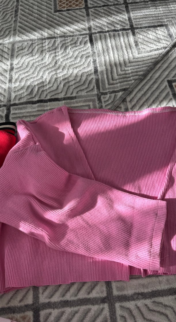 Pembe Pilili Kız Askılı V Yaka Yelek - Görsel 3