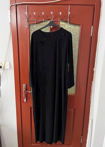 Siyah Uzun Kollu Nakışlı Gotik Elbise