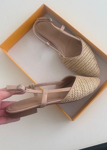 Bej Hasır Görünümlü sandalet - Görsel 2