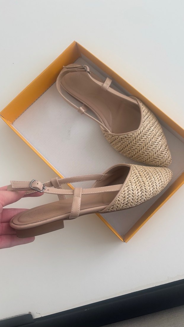 Bej Hasır Görünümlü sandalet - Görsel 2