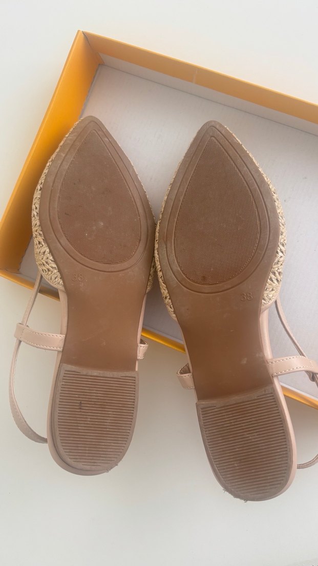 Bej Hasır Görünümlü sandalet - Görsel 3