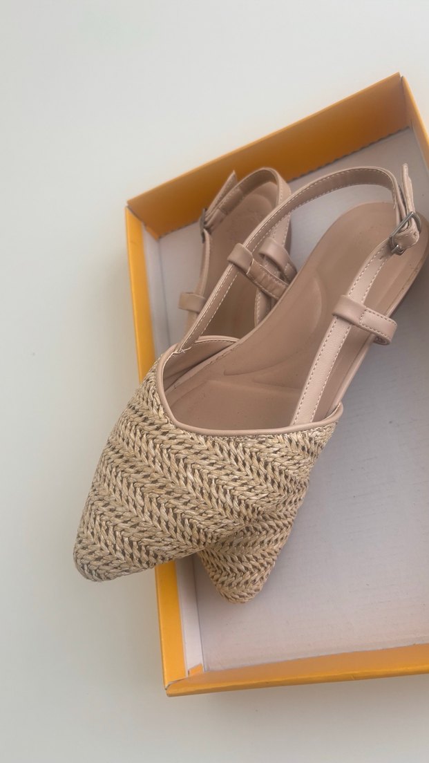 Bej Hasır Görünümlü sandalet - Görsel 4