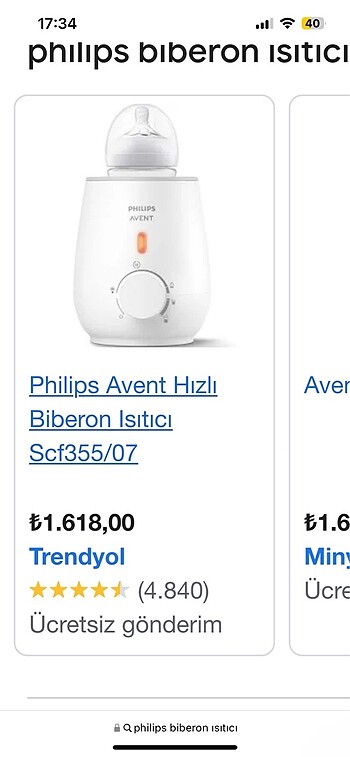 Philips Philips avent biberon mama ısıtıcı