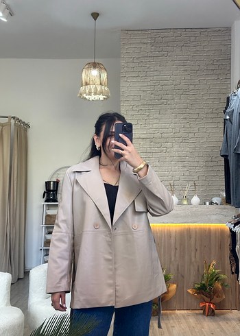 Diğer Bej Midi Deri Kemerli Kadın Trençkot