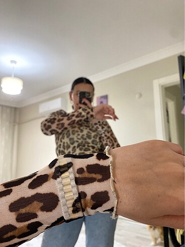 s Beden Bershka bluz leoparlı