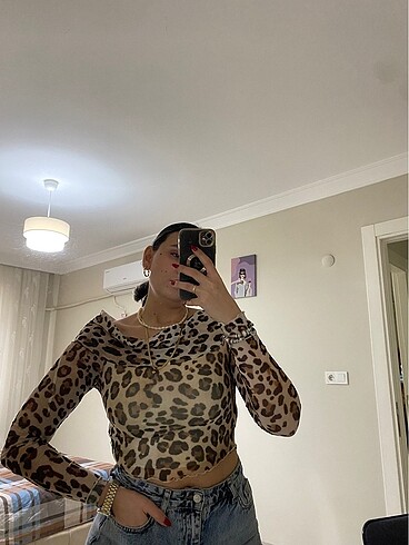 s Beden çeşitli Renk Bershka bluz leoparlı