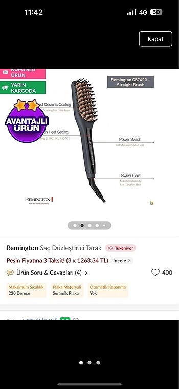 Remington Remıngton saç düzleştirici tarak