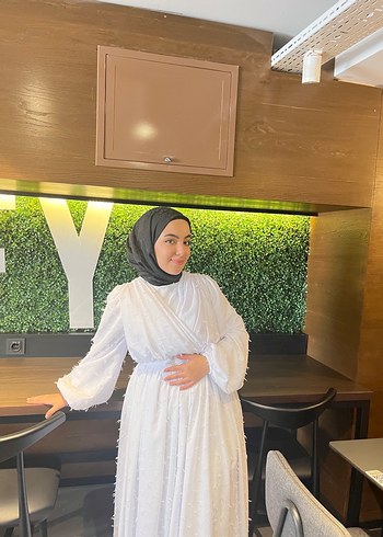 Beyaz Uzun Kollu Bohem Kadın Elbise - Görsel 12