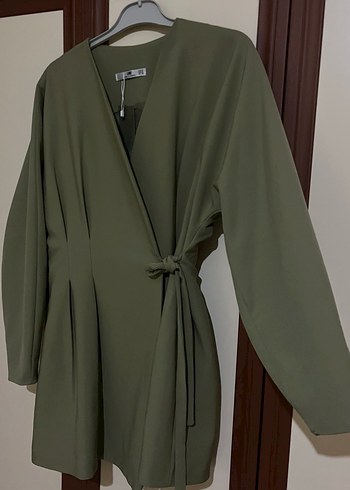 Kadın Haki Uzun Kollu Salaş Sabahlık - Görsel 2