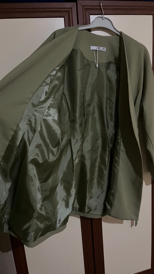 Kadın Haki Uzun Kollu Salaş Sabahlık - Görsel 4