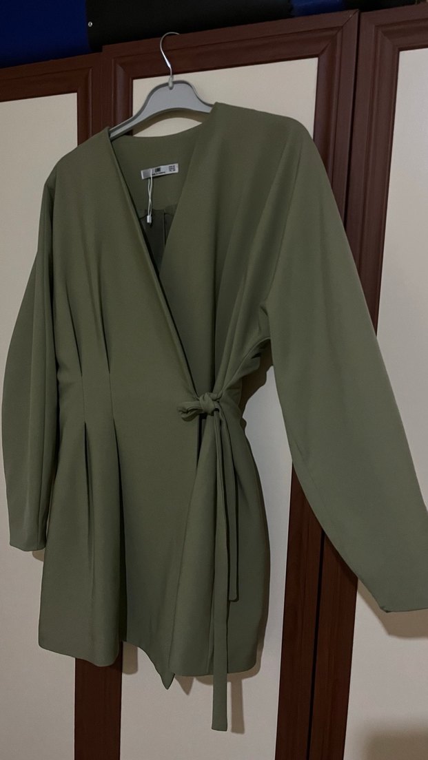 Kadın Haki Uzun Kollu Salaş Sabahlık - Görsel 2