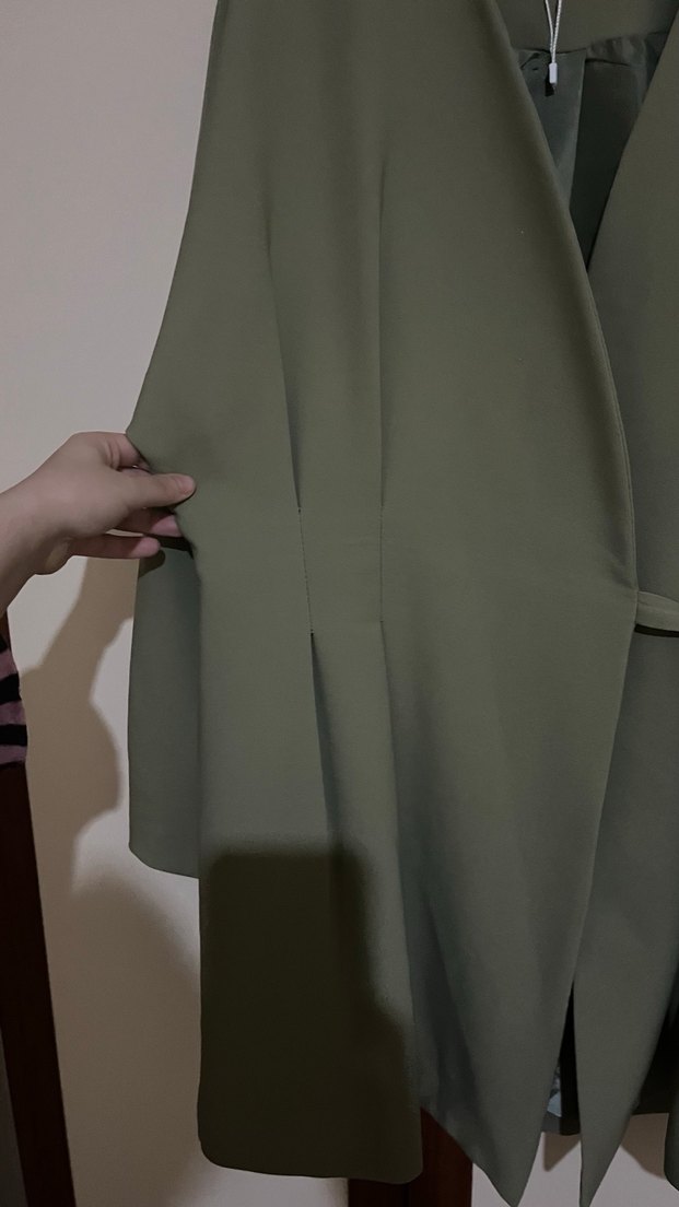 Kadın Haki Uzun Kollu Salaş Sabahlık - Görsel 3