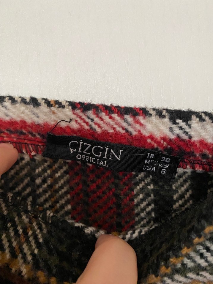 Bordo Ekose Desenli Kadın Kısa Tulum elbise - Görsel 4