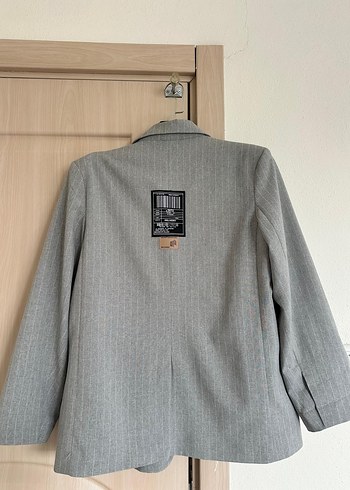 Gri Düğmeli Kadın Blazer Ceket - Görsel 3
